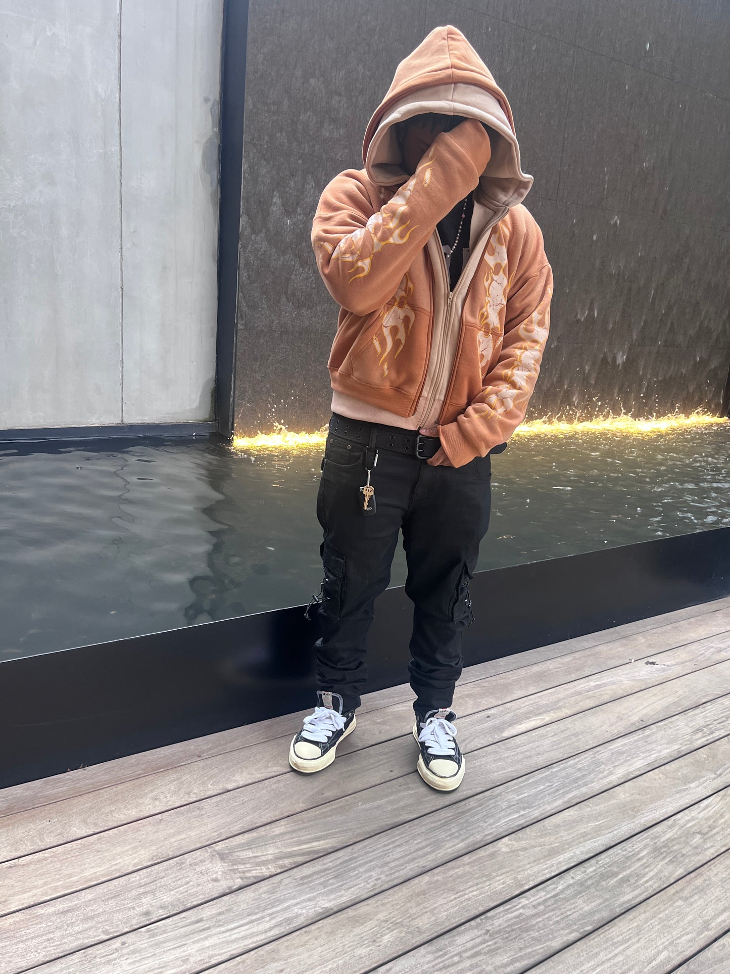 “Coffeebean brown” double zip up